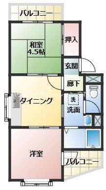 エスポワール武庫之荘(2DK/2階)の間取り写真