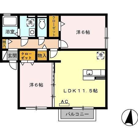 パルテンツァ(2LDK/2階)の間取り写真