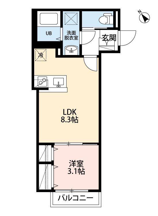 KLEIS西所沢(1LDK/2階)の間取り写真