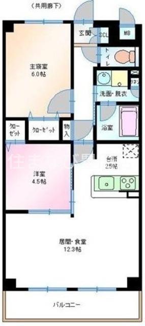 フェリーチェI(2LDK/1階)の間取り写真