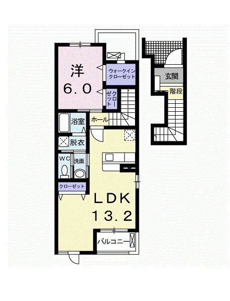 ミルトB(1LDK/2階)の間取り写真