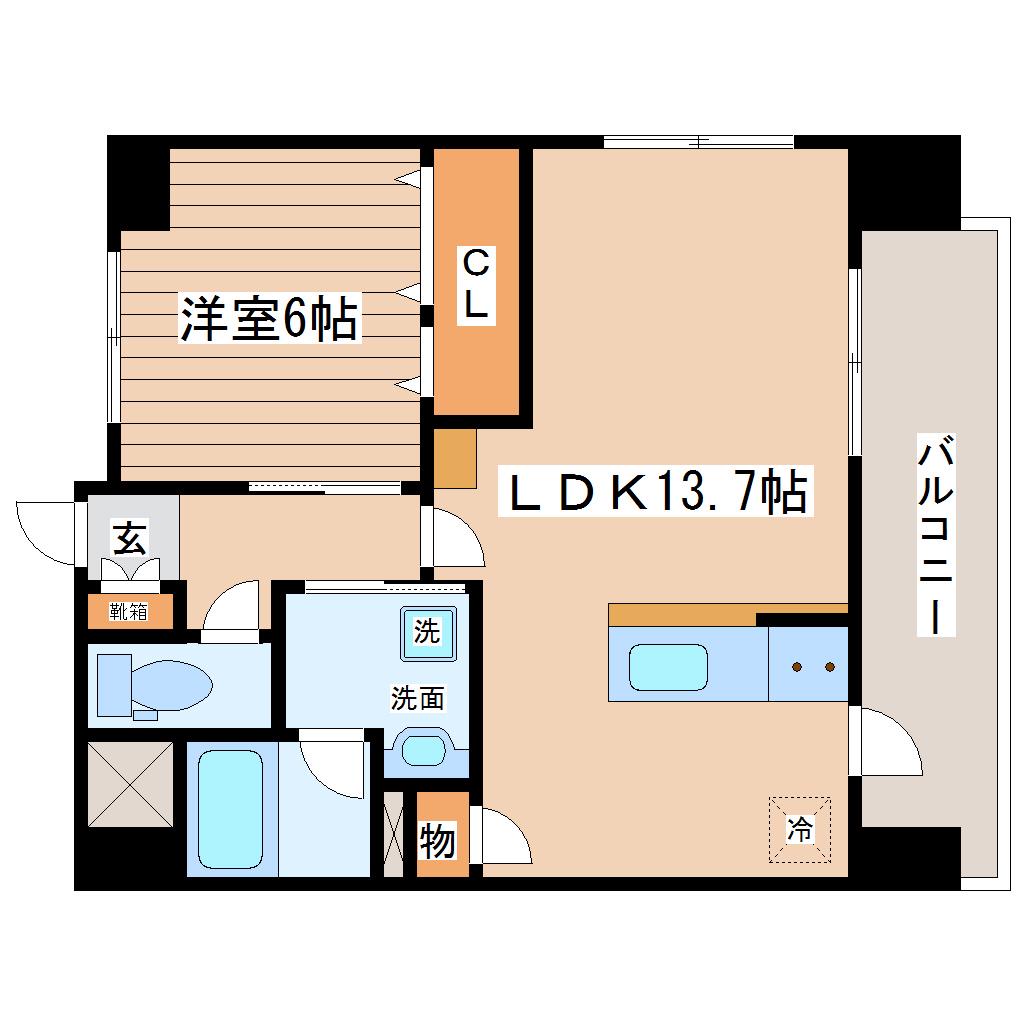 コンフィアンサ(1LDK/6階)の間取り写真