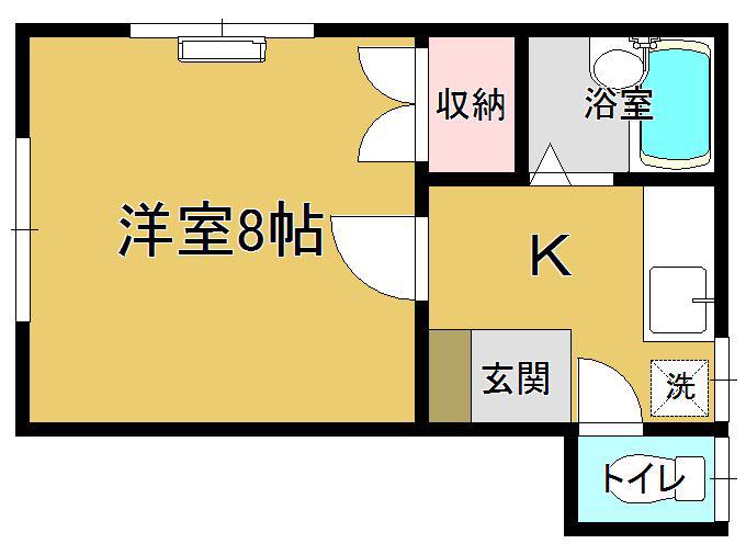 ハーモニー国府(1K/2階)の間取り写真