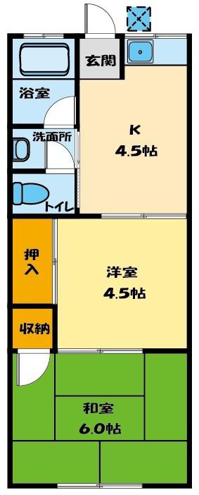 ハイツ沢田(2K/1階)の間取り写真