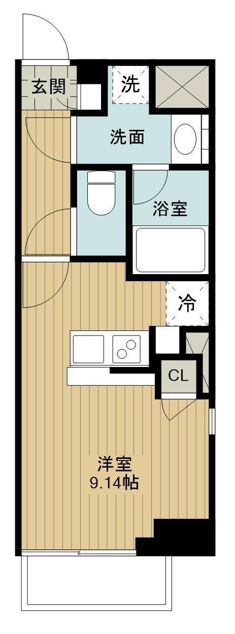 バリアントK(ワンルーム/4階)の間取り写真