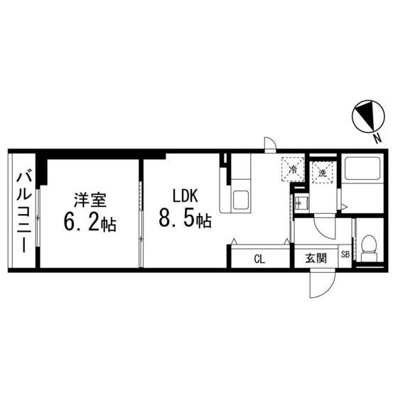 ジオ新寺(1LDK/1階)の間取り写真