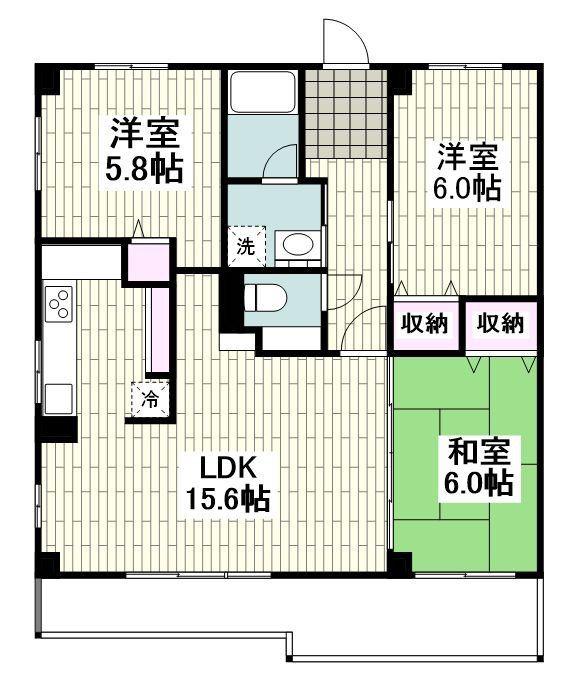 プライムガーデン湘南藤沢(3LDK/2階)の間取り写真