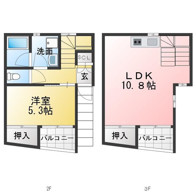 POPO(1LDK/2階)の間取り写真
