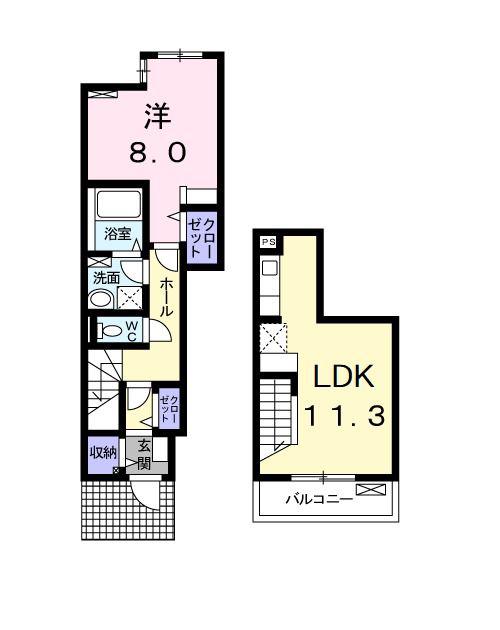スター・カレント III(1LDK/1階)の間取り写真