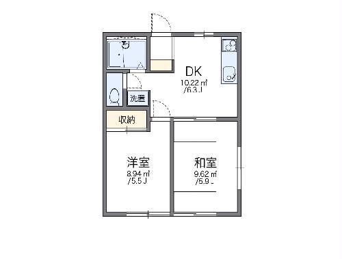 レオパレス草加西町(2DK/1階)の間取り写真