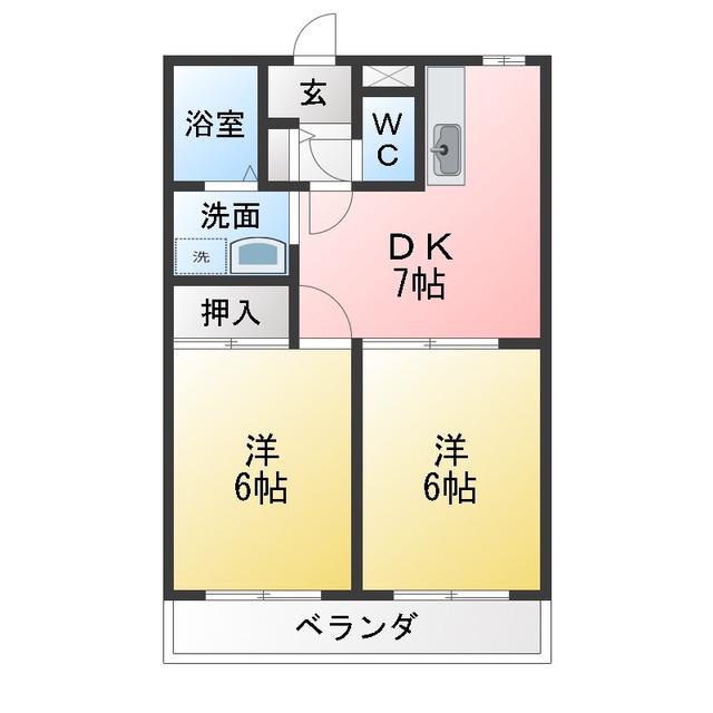 ソレイユ(2DK/3階)の間取り写真