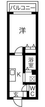 URO難波南(1K/4階)の間取り写真