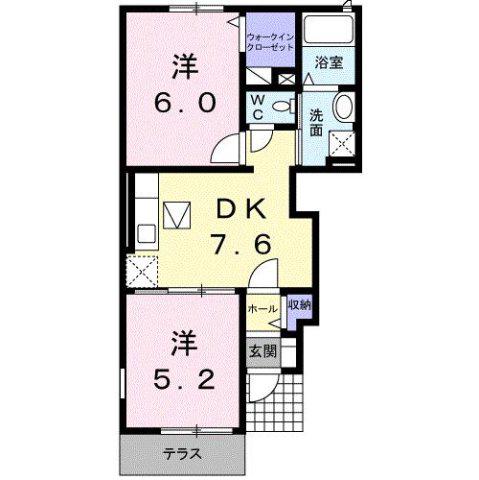 セントラルヤードB(2DK/1階)の間取り写真