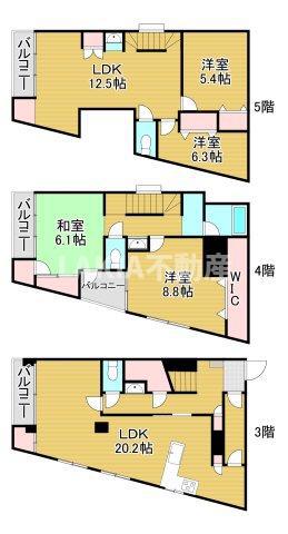 行旨ビル(4LDK/3階)の間取り写真
