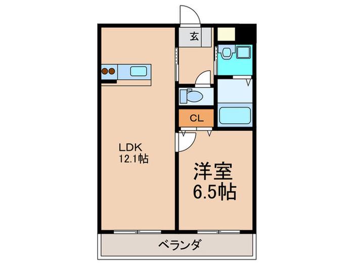 アイヴェール平尾(1LDK/6階)の間取り写真