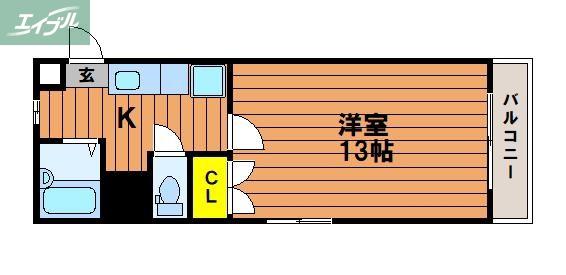 フォレスト東古松(1K/5階)の間取り写真