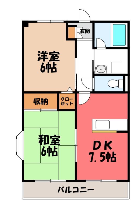 ドルチェテラス(2DK/1階)の間取り写真