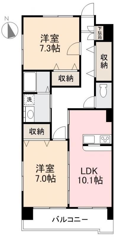 GLITTERIII(2LDK/3階)の間取り写真