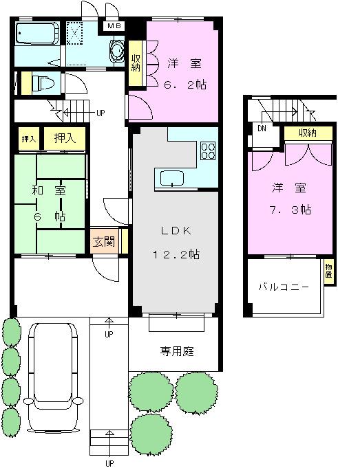 あさかヴィレッジ スクエア棟(3LDK/1階)の間取り写真