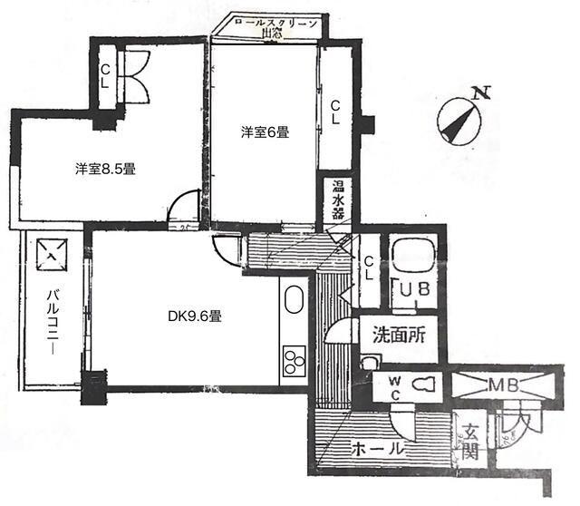 エルアルカサル小石川(2DK/2階)の間取り写真