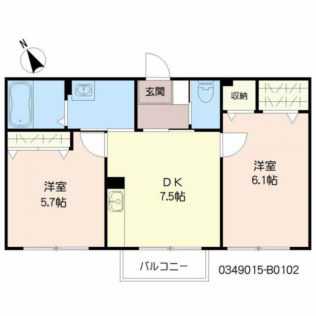 シャーメゾン大日B棟(2DK/1階)の間取り写真