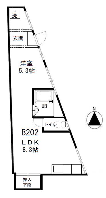 ノベラ篠原北町(ワンルーム/2階)の間取り写真