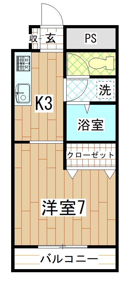 シンセリティYASOKICHI 3RD(1K/2階)の間取り写真