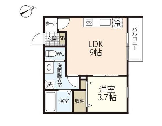 VIVI五日市(1LDK/1階)の間取り写真