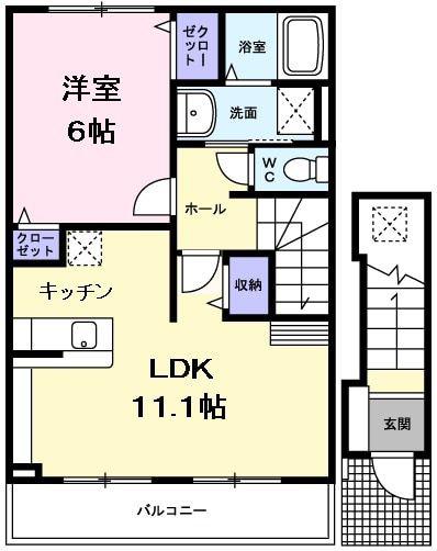 アクティブII(1LDK/2階)の間取り写真
