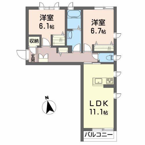 シャーメゾン心和(2LDK/2階)の間取り写真