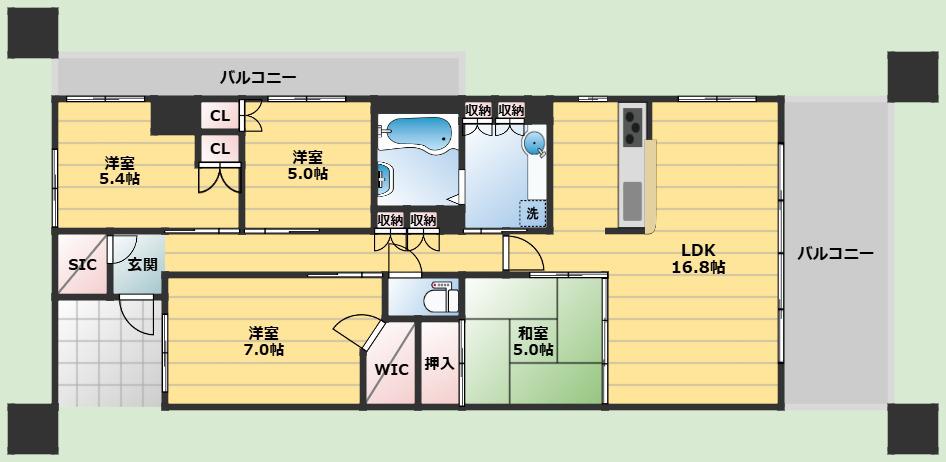 ブランズシティ千里古江台(4LDK/4階)の間取り写真