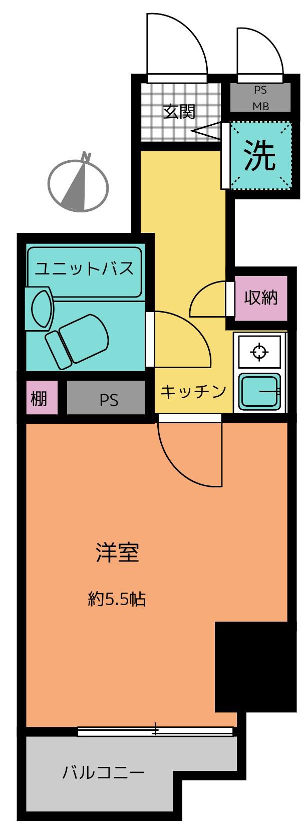 ライオンズプラザ白山(1K/4階)の間取り写真