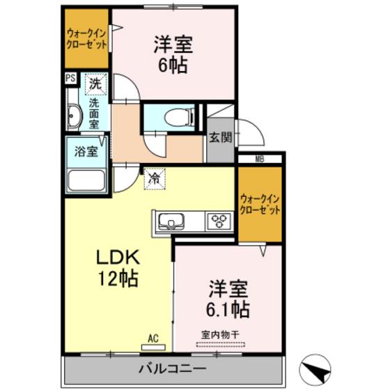 ルミナス東雲(2LDK/3階)の間取り写真