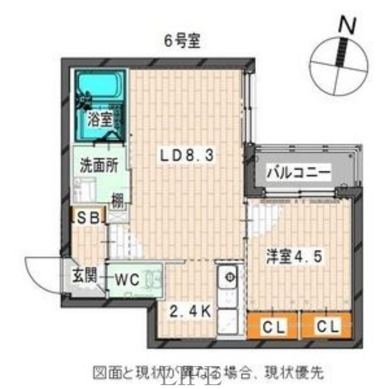 ALTA MAREA北大前(1LDK/4階)の間取り写真
