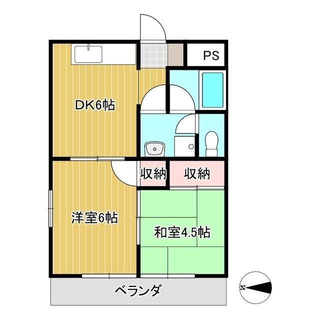 カレント林田(2DK/2階)の間取り写真