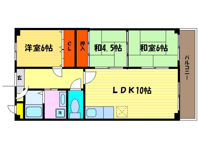 ラ・メゾン・ボヌール(3LDK/4階)の間取り写真