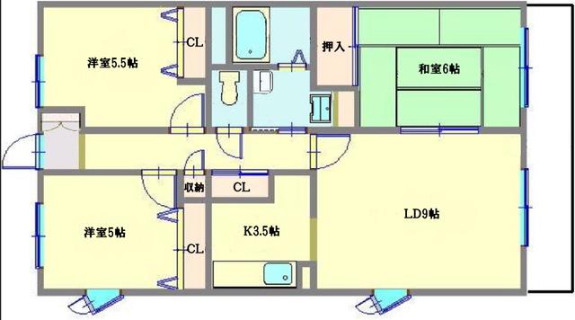 グランドソレーユ(3LDK/1階)の間取り写真