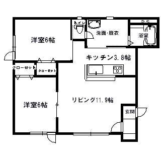 エスティフェリス(2LDK/1階)の間取り写真