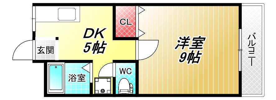 マンション山城(1DK/3階)の間取り写真