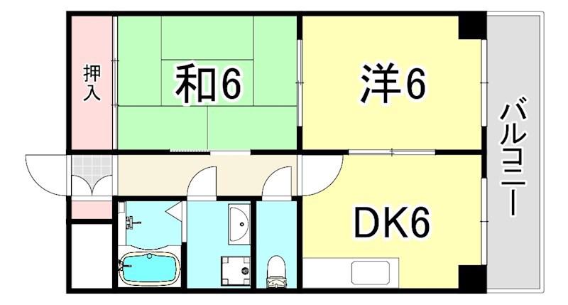 レジデンスミイチ(2DK/4階)の間取り写真
