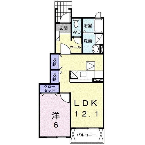 ベル ファミーユI 1番館(1LDK/1階)の間取り写真