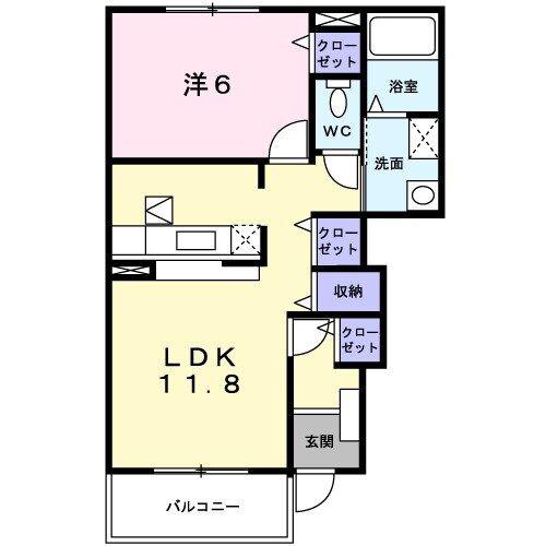 ヴィサージュ(1LDK/1階)の間取り写真