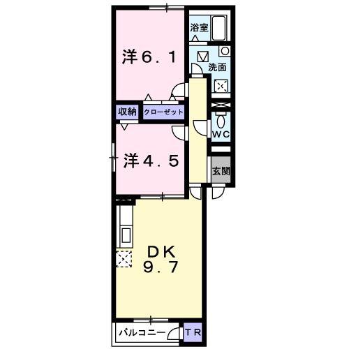 オーブメゾン(2DK/1階)の間取り写真