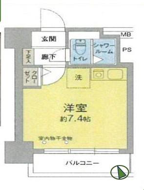 アルス中目黒(ワンルーム/9階)の間取り写真