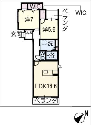 ブルーウィング(2LDK/3階)の間取り写真