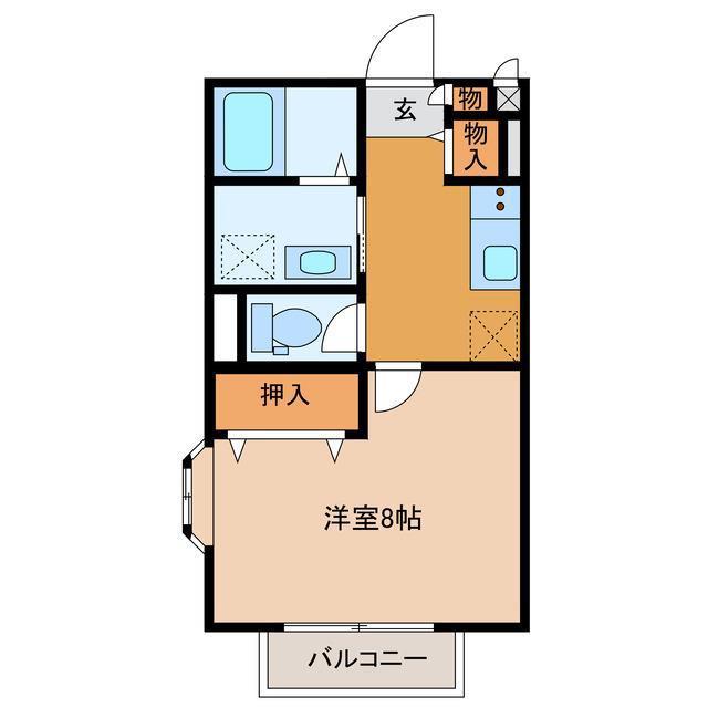 パセオけやき(1K/2階)の間取り写真