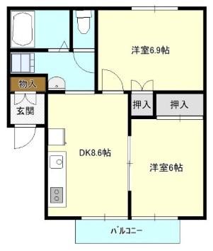 フォブール有楽(2DK/1階)の間取り写真