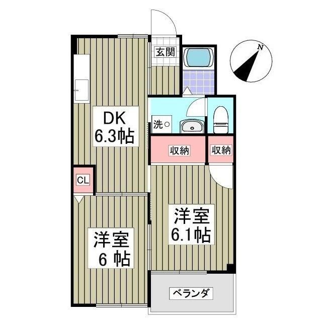 パークサイド佐藤(2DK/4階)の間取り写真
