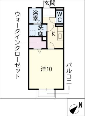 セントイースト(1K/2階)の間取り写真