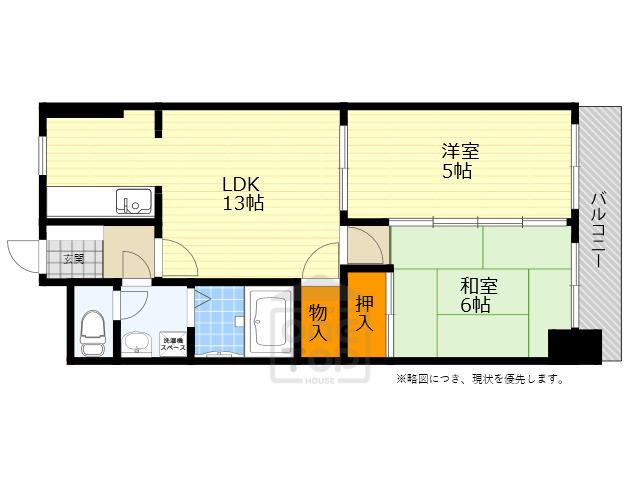 ルミエール千里山2(2LDK/2階)の間取り写真